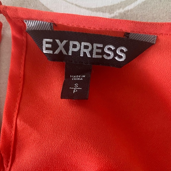 EXPRESS Coral Tan Sleeveless Mini Halter Neck Dress Bow Tie Fit & Flare Sz Small - Picture 3 of 5